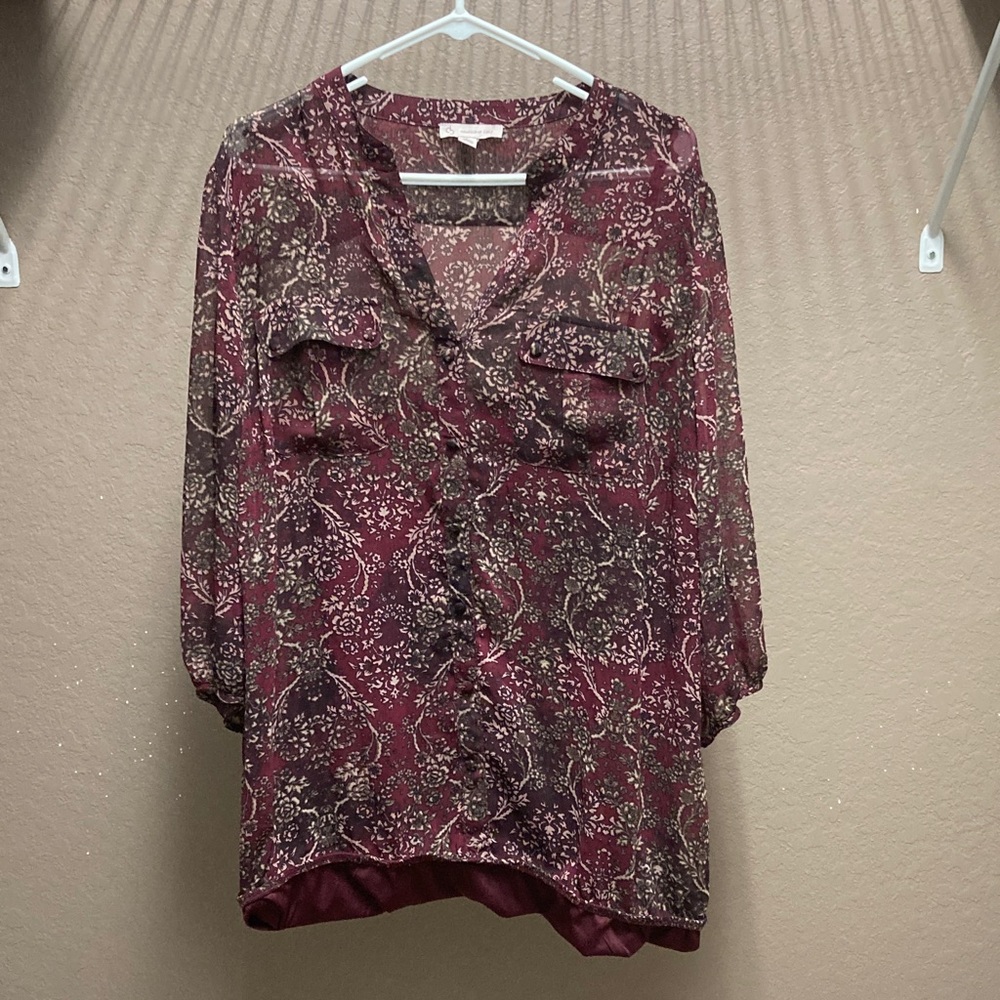 Chic Burgundy Floral Blouse